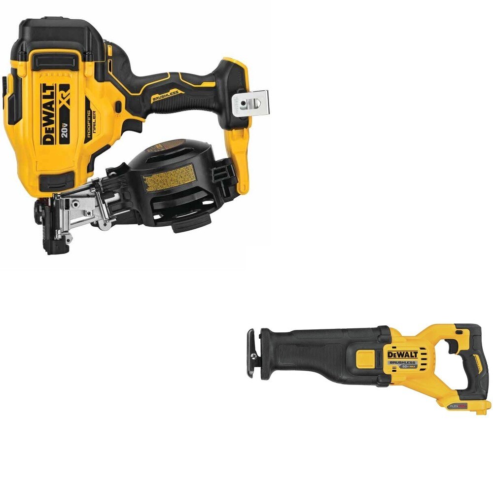 DeWalt DCN45RNB 20V MAX 15-Degree Roofing Nailer W/ DCS389B 60V Recip Saw