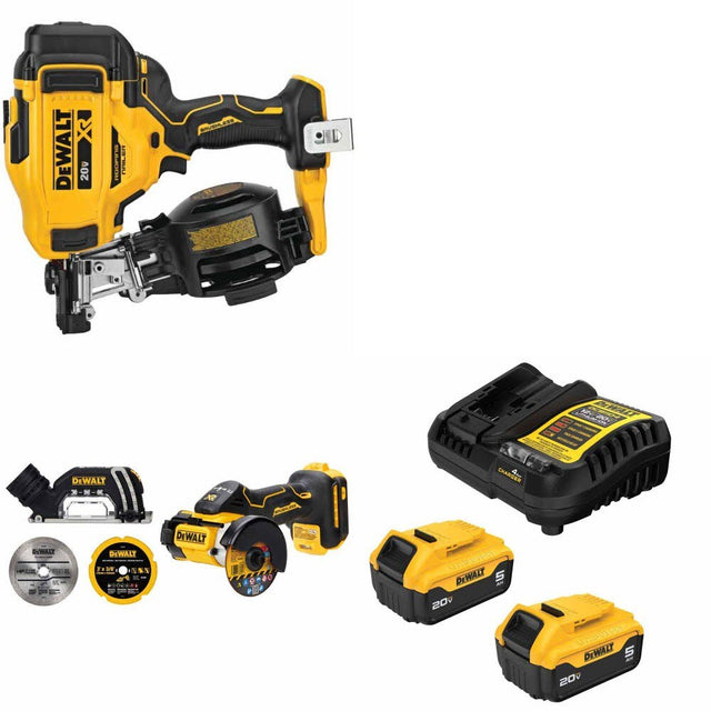 DeWalt DCN45RNB Roofing Nailer Kit W/ DCS438B Cut-Off Tool and FREE DCB205-2C Battery Kit