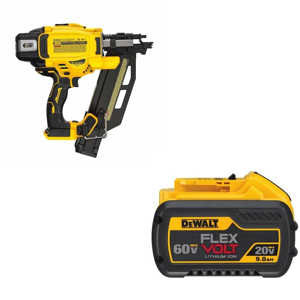 DeWalt DCN920B 20V MAX XR 21-Degree Framing Nailer W/ DCB609 FLEXVOLT 9.0Ah Battery