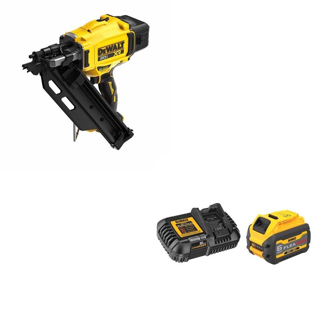 DeWalt DCN930B 20V MAX XR 30-Degree Framing Nailer W/ DCB606C FLEXVOLT 6.0Ah Kit