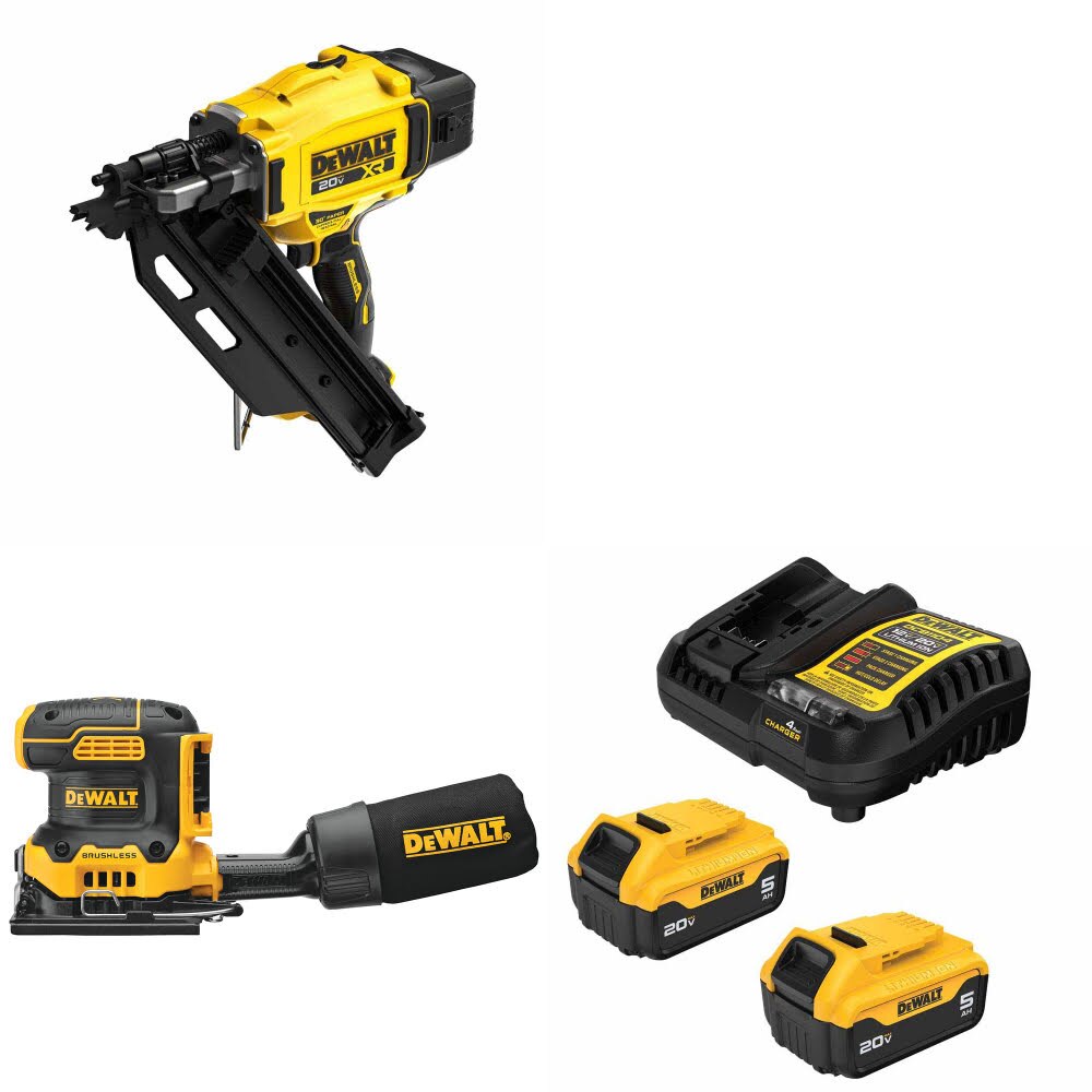 DeWalt DCN930B 20V MAX Framing Nailer Kit W/ DCW200B Sander and FREE DCB205 Battery Kit