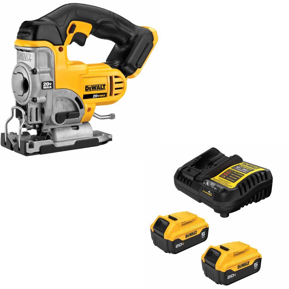 DeWalt DCS331B 20V MAX Jig Saw, Bare W/ DCB205-2C 20V MAX 5Ah Battery Kit