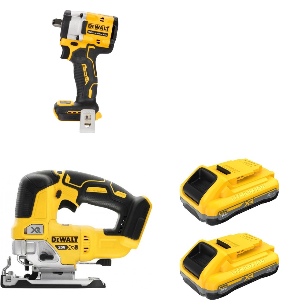 DeWalt DCB2104-2 POWERPACK 4Ah 2-Pack W/ DCF921B ATOMIC Impact Wrench and DCS334B Jig Saw