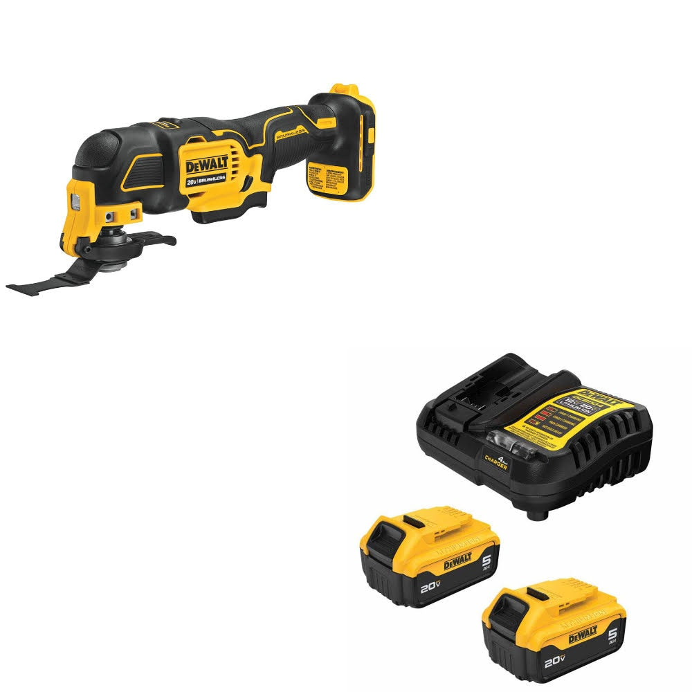 DeWalt DCS354B 20V MAX Multi-Tool, Bare W/ DCB205-2C 20V MAX 5Ah Battery Kit