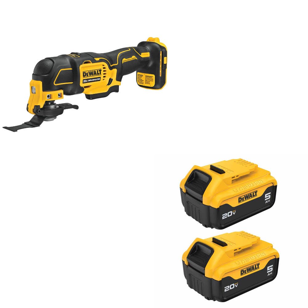 DeWalt DCS354B 20V MAX Multi-Tool, Bare W/ DCB205-2 20V MAX 5Ah Battery 2-Pack