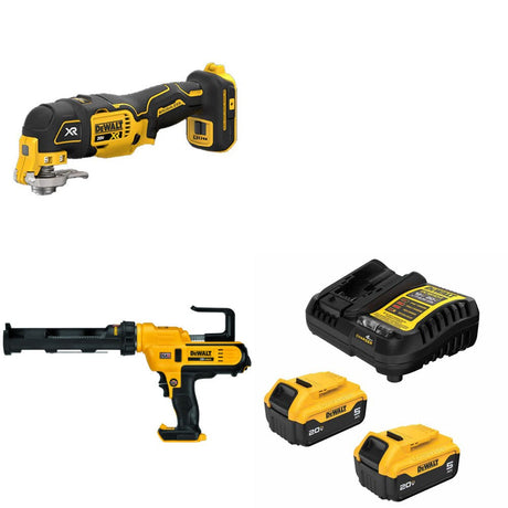 DeWalt DCS356B 20V MAX Multi-Tool Kit W/ DCE560B Caulking Gun and FREE DCB205 Battery Kit