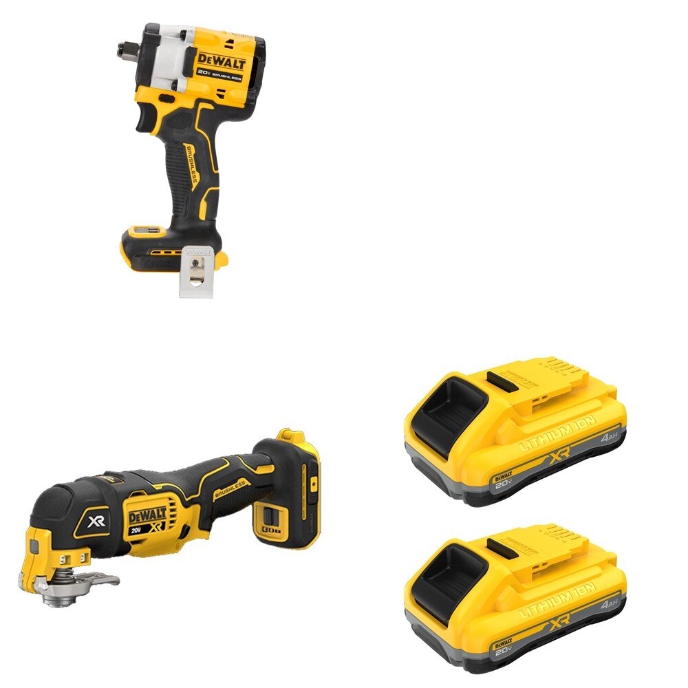 DeWalt DCB2104-2 20V MAX XR POWERPACK 4Ah Battery 2-Pack W/ DCF921B Impact Wrench and DCS356B