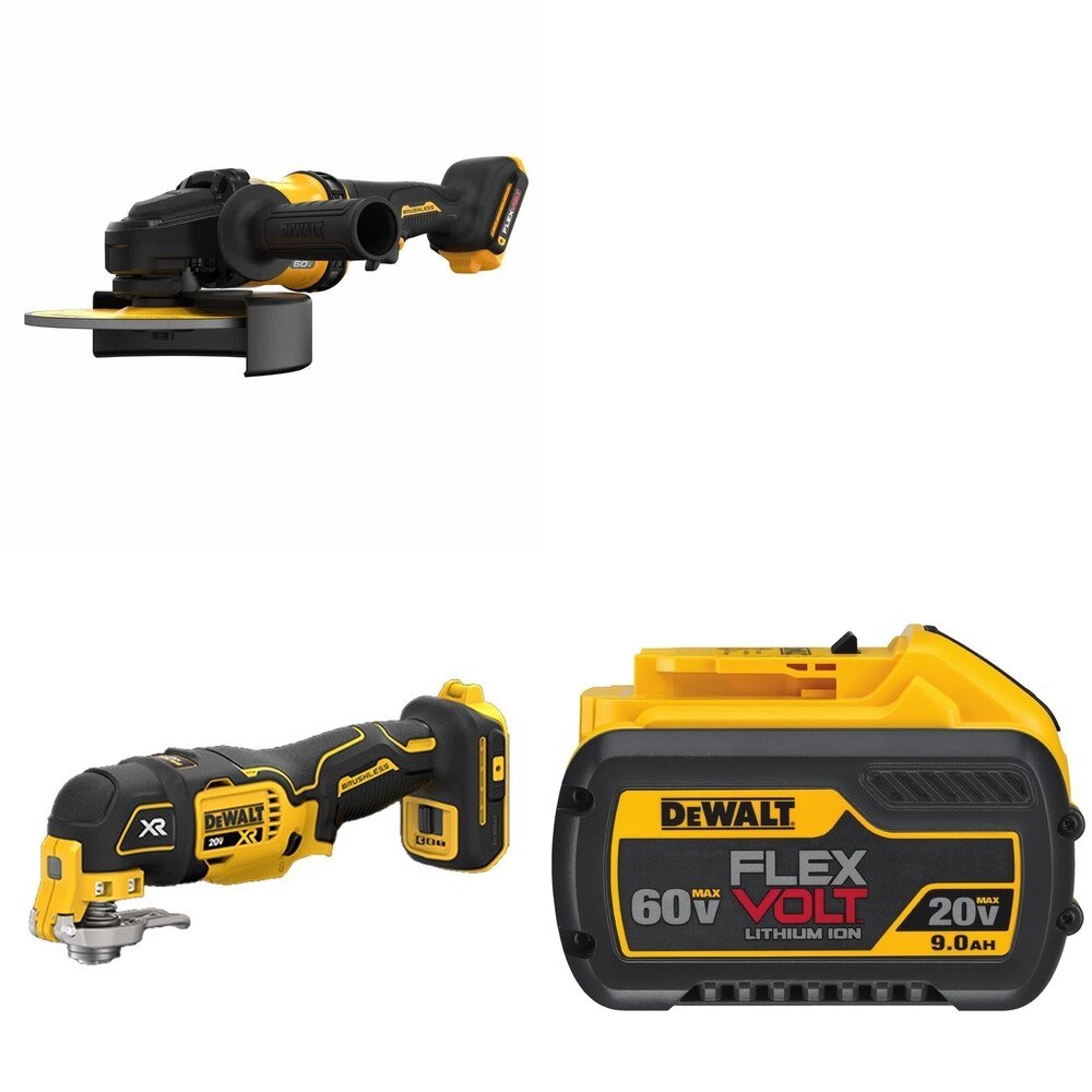 DeWalt DCG440B 60V MAX 7 in. Grinder W/ DCB609 9.0Ah Battery and DCS356B Oscillating Multi-Tool