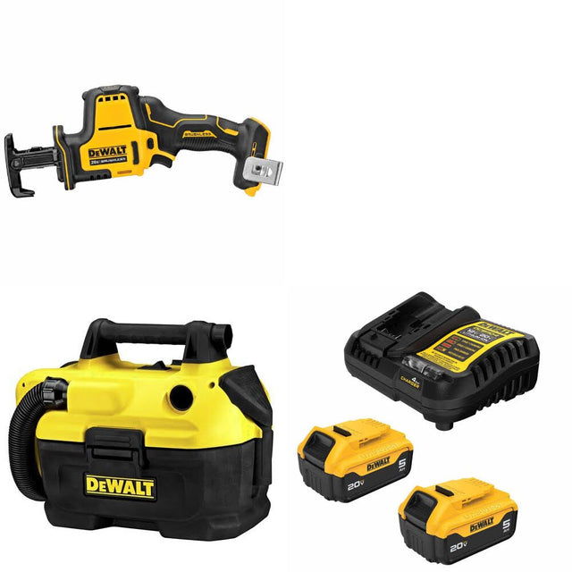 DeWalt DCS369B 20V MAX Reciprocating Saw Kit W/ DCV580H Vacuum and FREE DCB205-2C Battery Kit