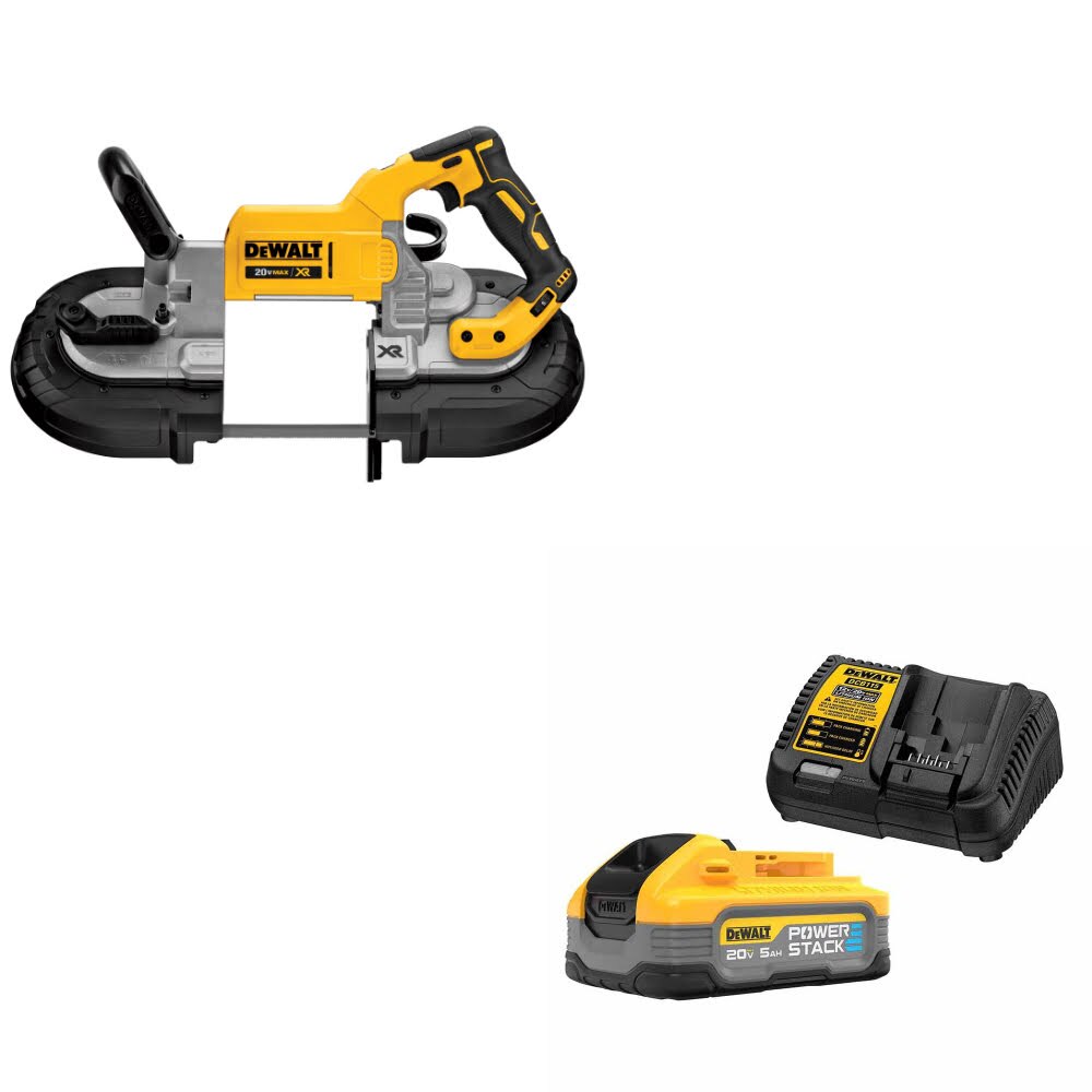 DeWalt DCS374B 20V MAX Band Saw, Bare W/ DCBP520C 20V Max PowerStack Starter Kit