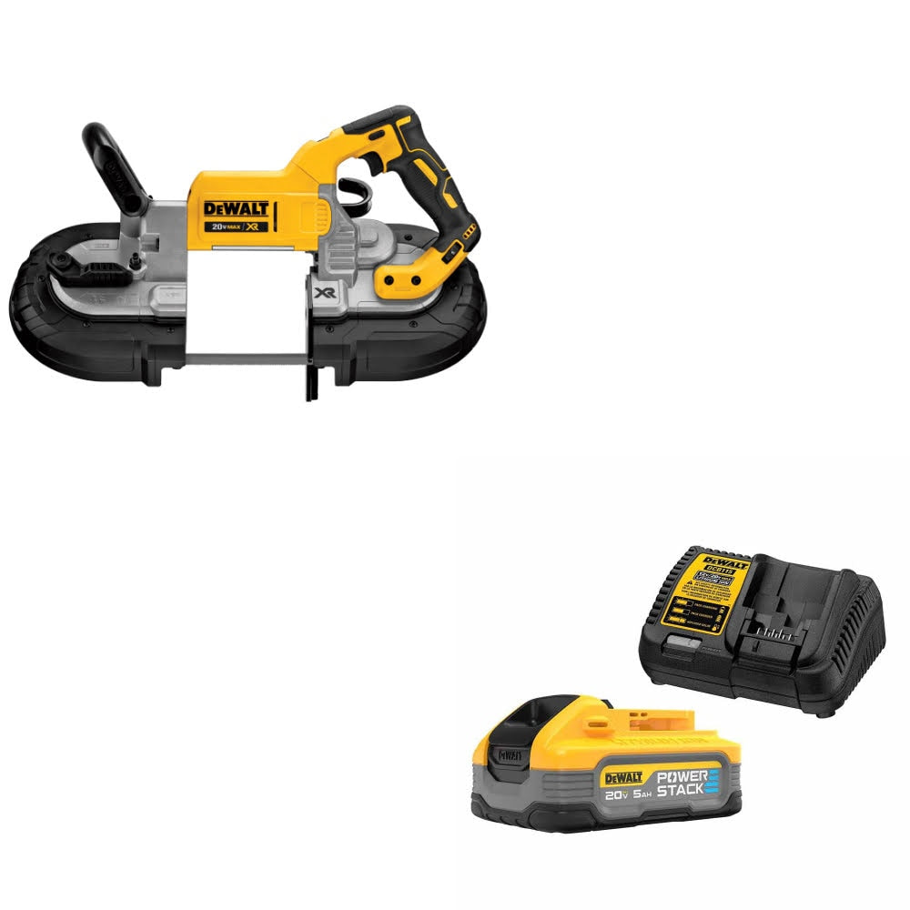DeWalt DCS374B 20V MAX Band Saw, Bare W/ DCBP520C 20V Max PowerStack Starter Kit