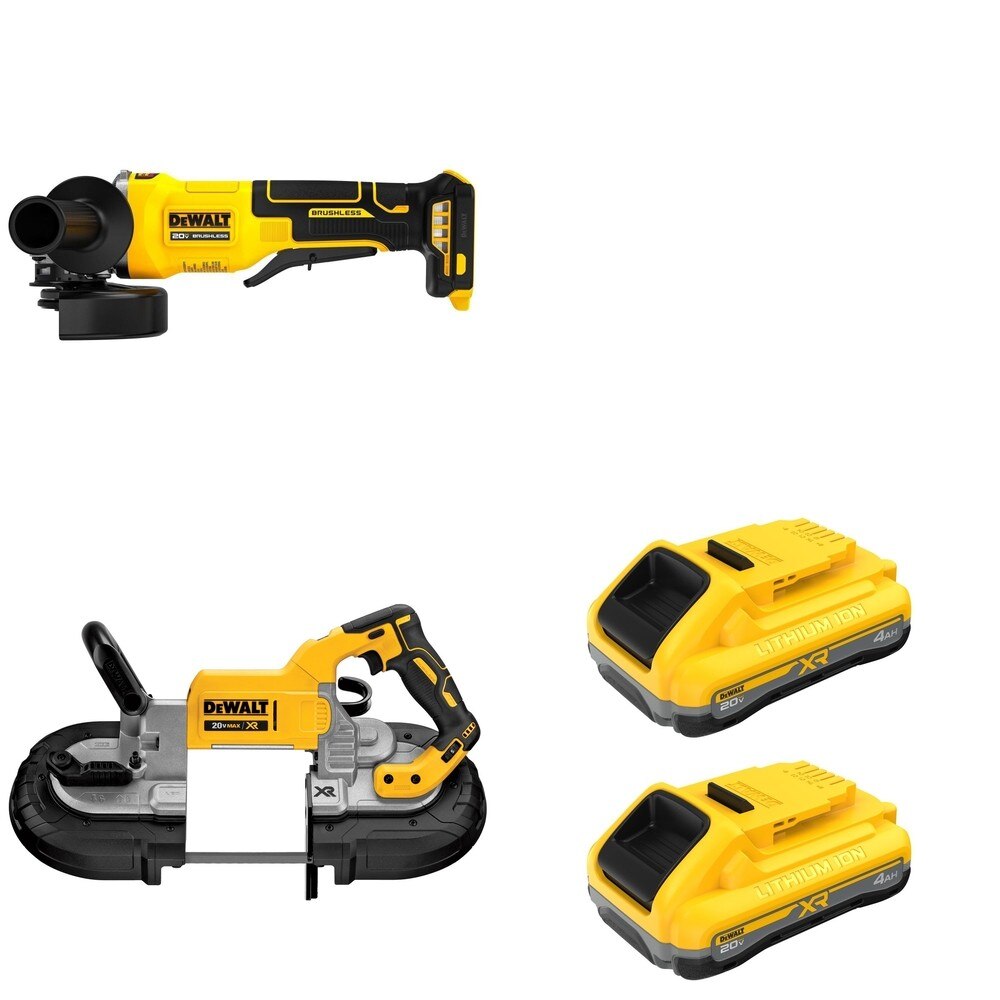DeWalt DCS374B 20V MAX Deep Cut Band Saw W/ DCB2104-2 and DCG408B Paddle-Switch Grinder