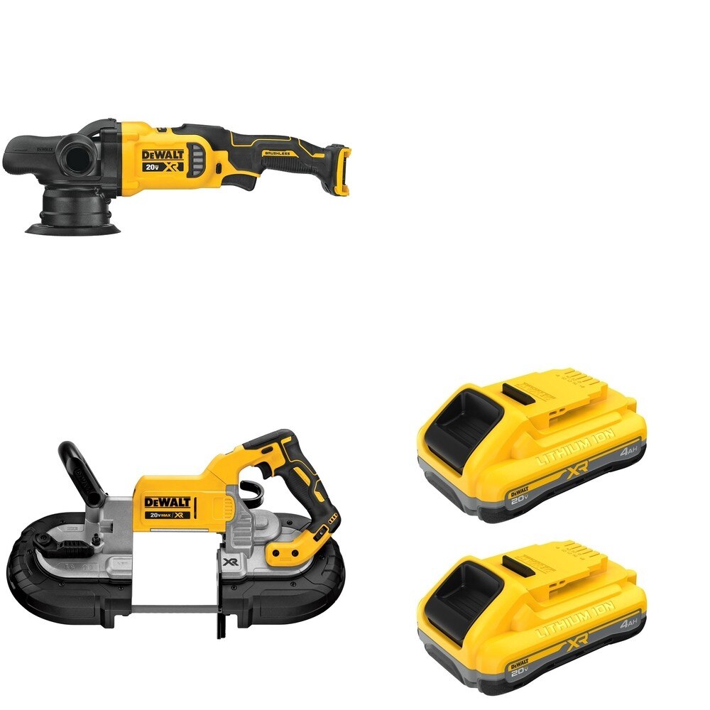 DeWalt DCS374B 20V MAX Deep Cut Band Saw W/ DCM848B Random Orbit Polisher and DCB2104-2