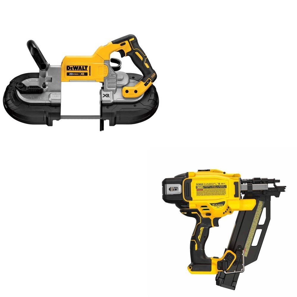 DeWalt DCN920B 20V MAX XR 21-Degree Framing Nailer W/ DCS374B Deep Cut Band Saw