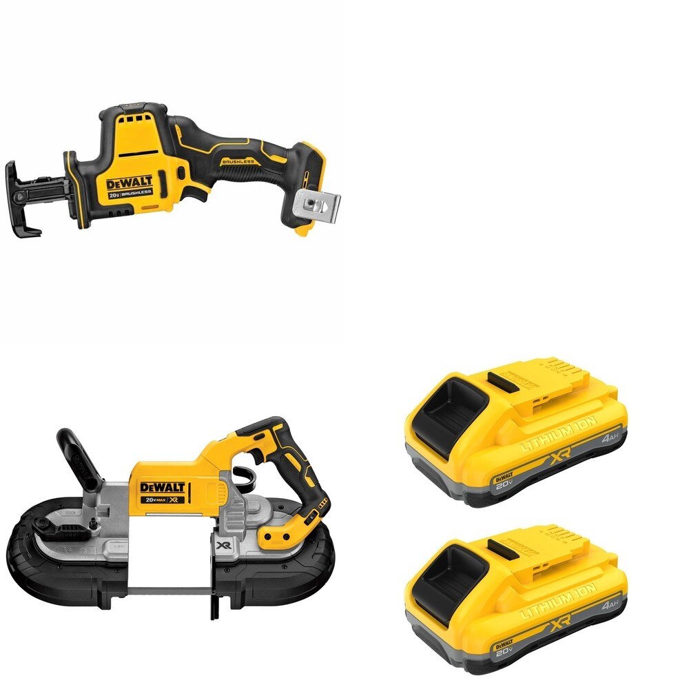 DeWalt DCS374B 20V MAX Deep Cut Band Saw W/ DCB2104-2 POWERPACK 4Ah 2-Pack and DCS369B