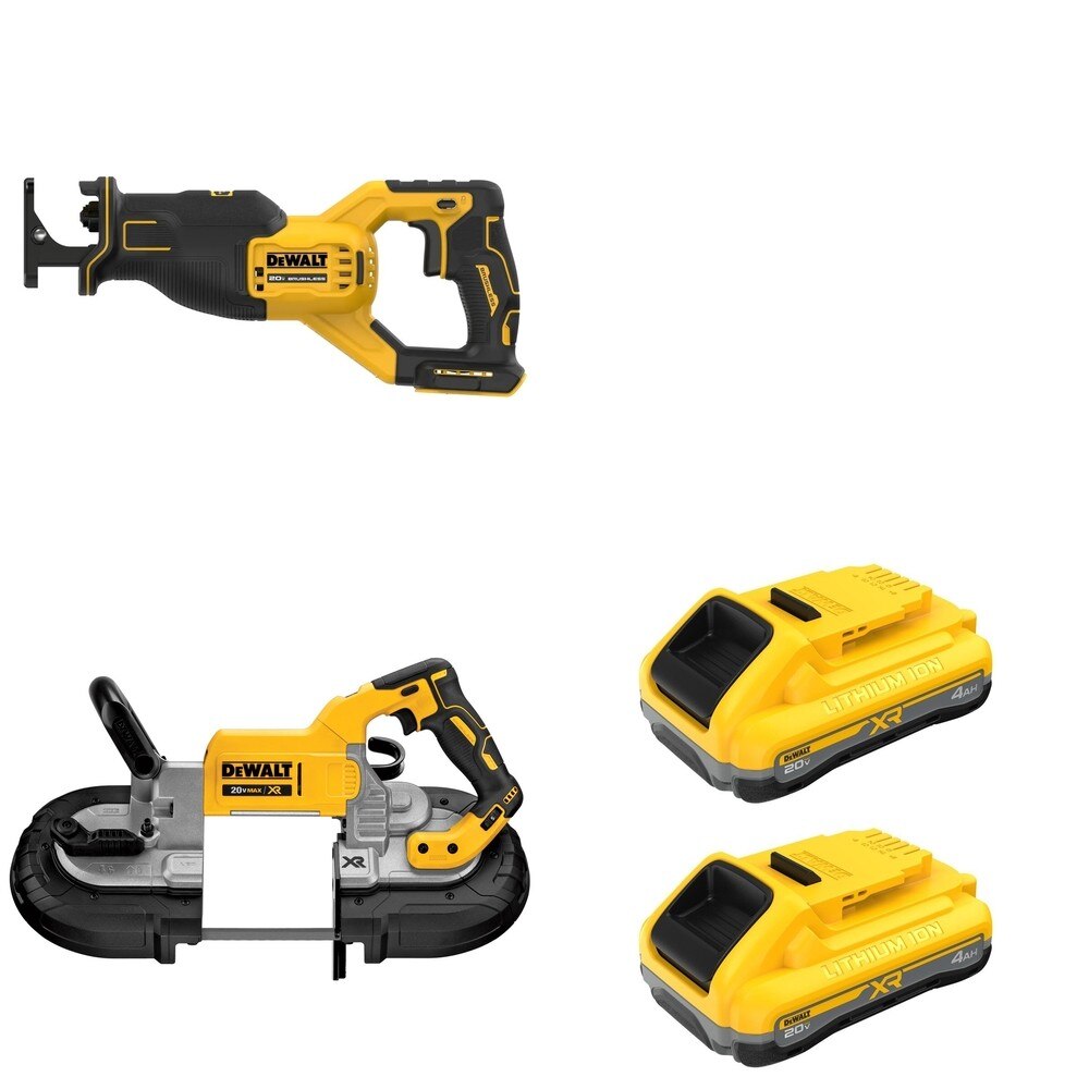 DeWalt DCS374B 20V MAX Deep Cut Band Saw W/ DCB2104-2 POWERPACK 4Ah 2-Pack and DCS382B