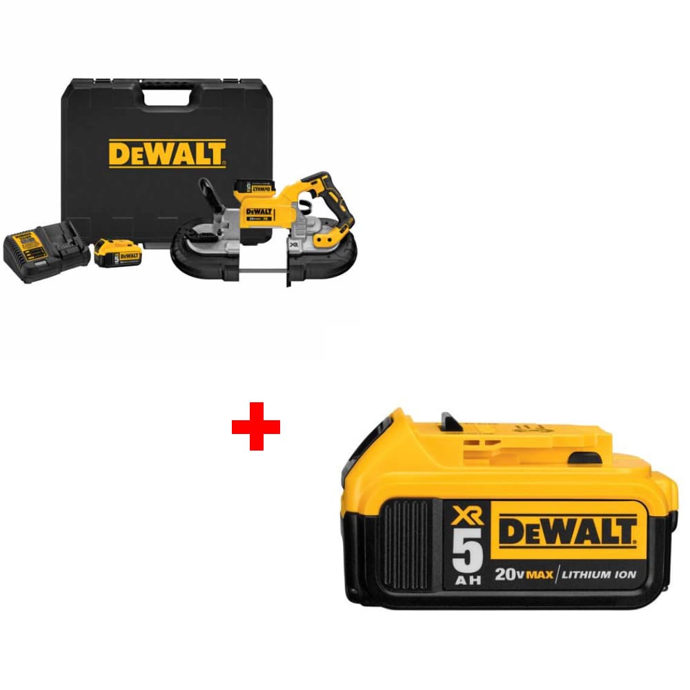 DeWalt DCS374P2 20V MAX Band Saw Kit w/ FREE DCB205 20V MAX 5Ah Battery Pack