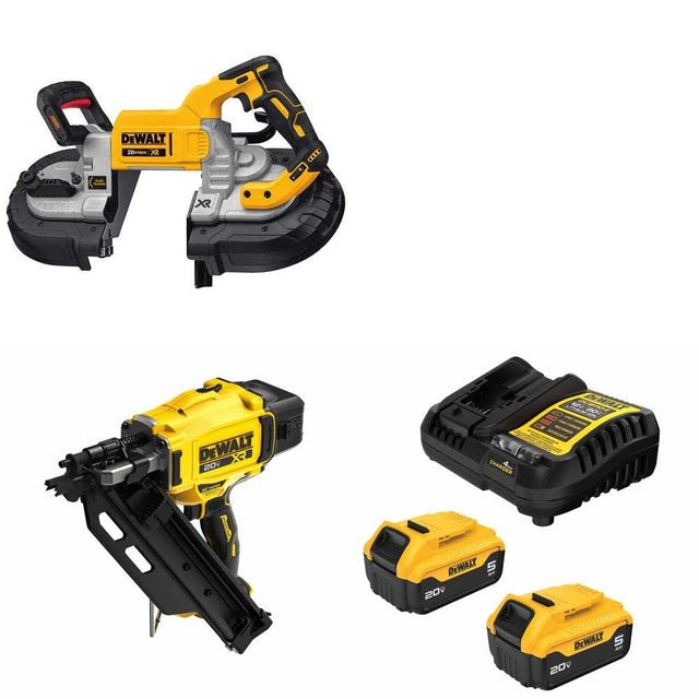 DeWalt DCS376B Bandsaw Kit W/ DCN930B Framing Nailer and FREE DCB205 Battery Kit