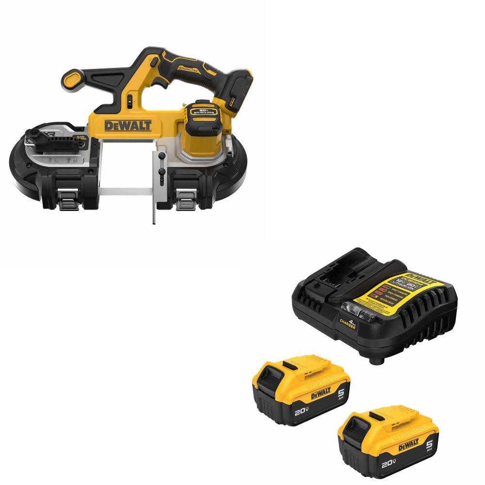 DeWalt DCS378B 20V 3-1/4" Band Saw, Bare W/ DCB205-2C 20V MAX 5Ah Battery Kit