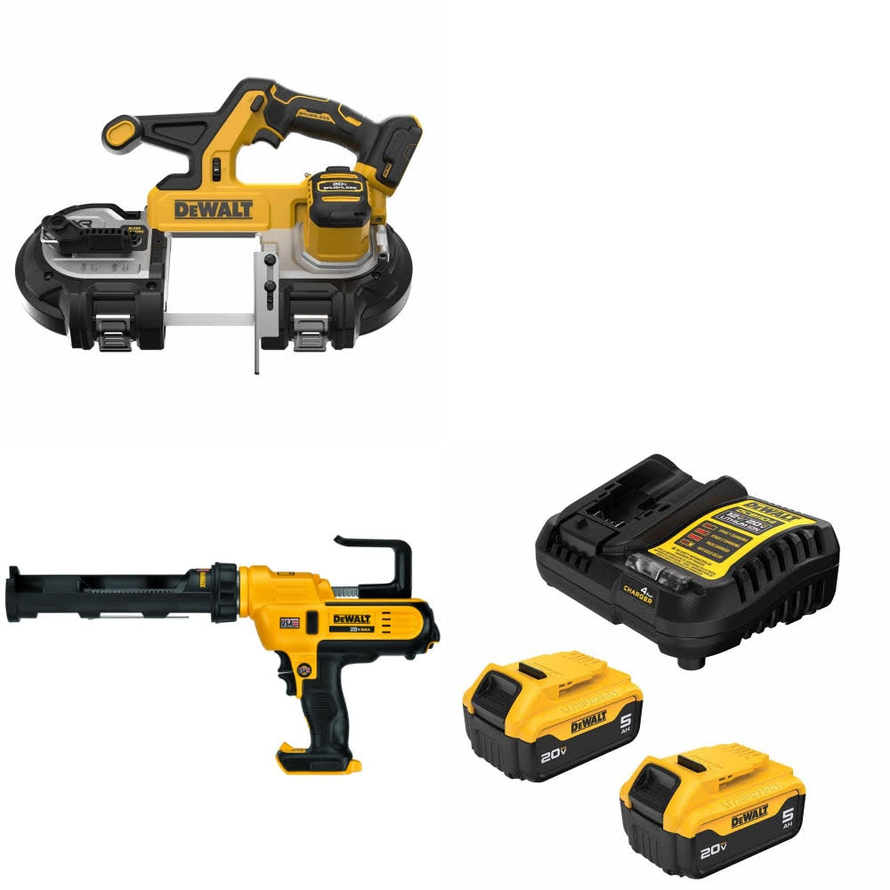 DeWalt DCS378B 20V Bandsaw Kit W/ DCE560B Caulking Gun and FREE DCB205 Battery Kit