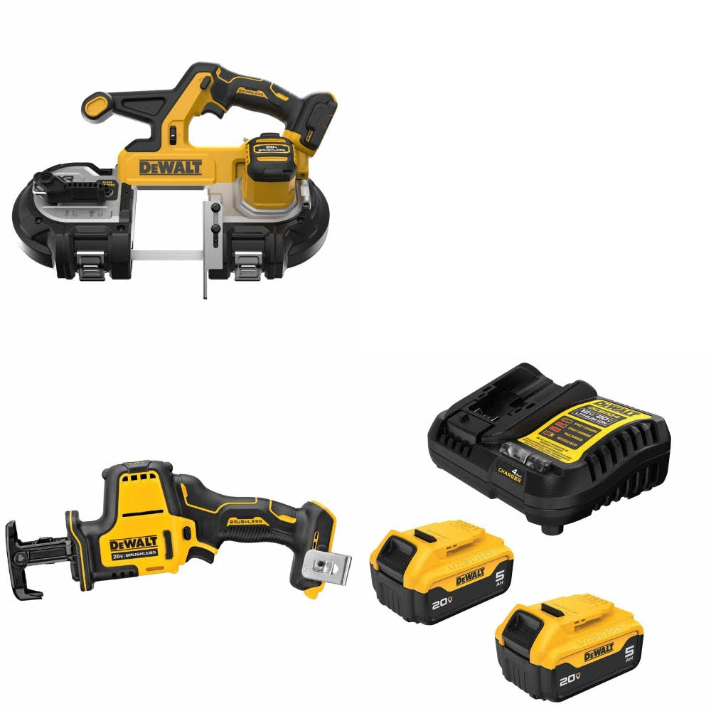 DeWalt DCS378B 20V MAX Bandsaw Kit W/ DCS369B Reciprocating Saw and FREE DCB205-2C Battery Kit