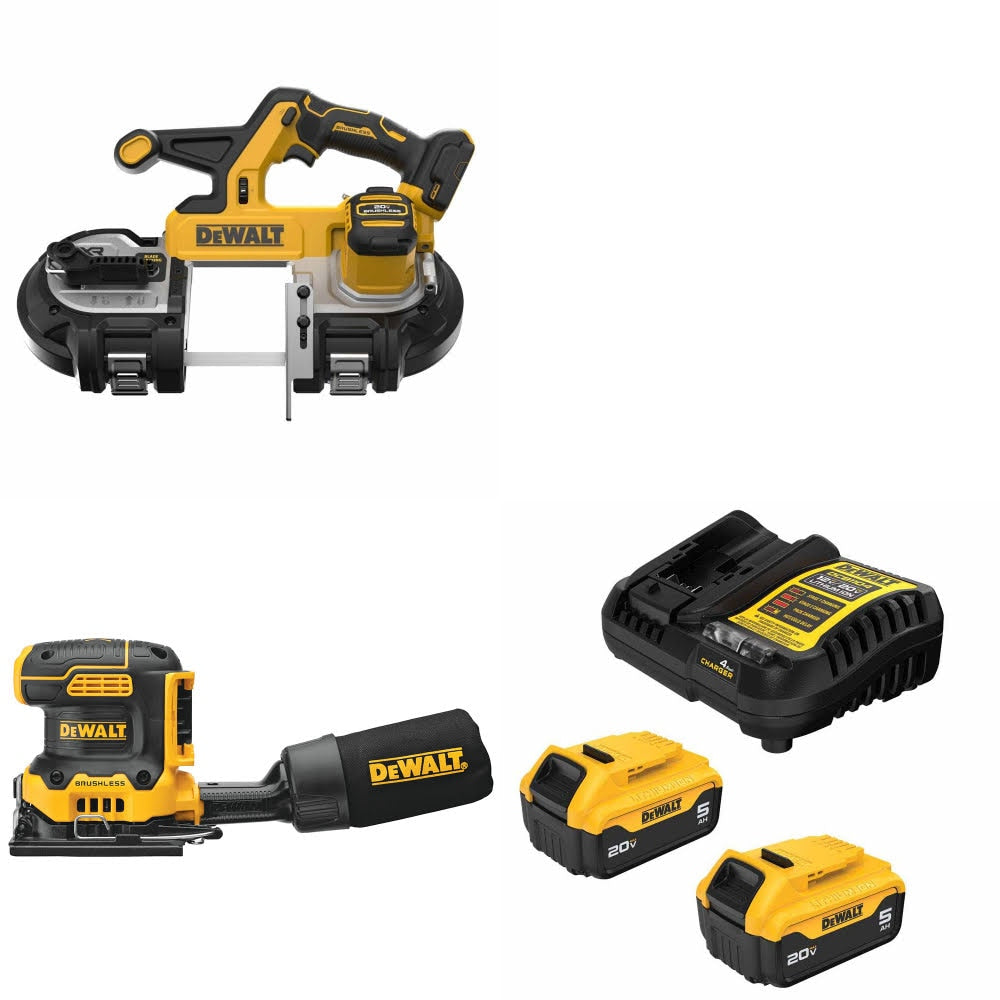 DeWalt DCS378B 20V Bandsaw Kit W/ DCW200B 20V Sander and FREE DCB205-2C Battery Kit