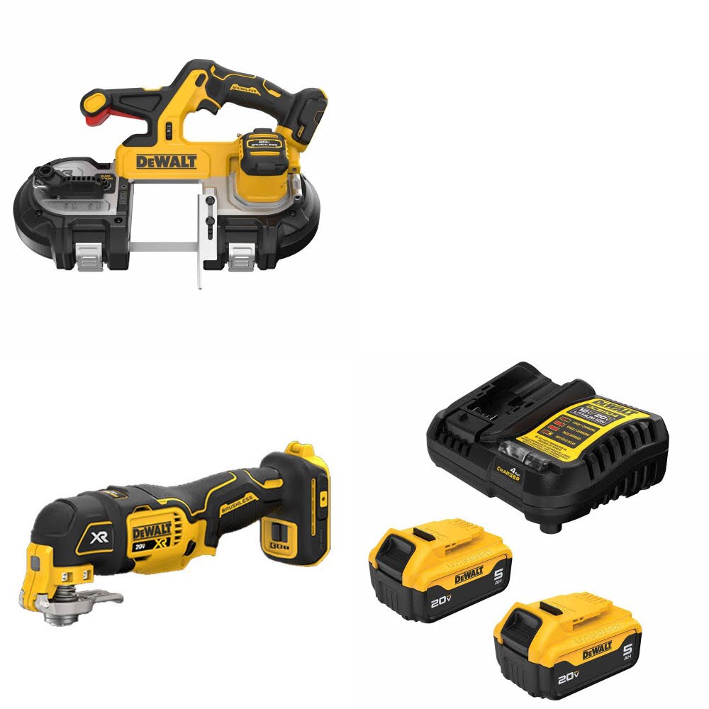 DeWalt DCS379B 20V Band Saw Kit W/ DCS356B Multi-Tool and FREE DCB205-2C Battery Kit