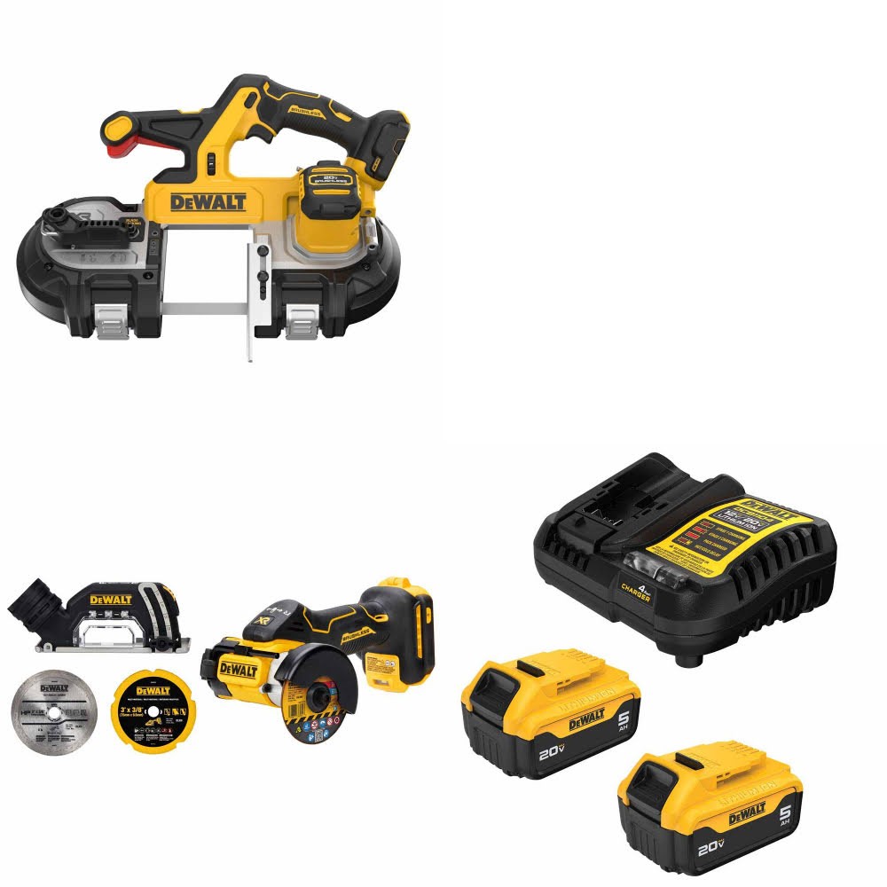 DeWalt DCS379B 20V Band Saw Kit W/ DCS438B 20V Cut-Off Tool and FREE DCB205-2C Battery Kit