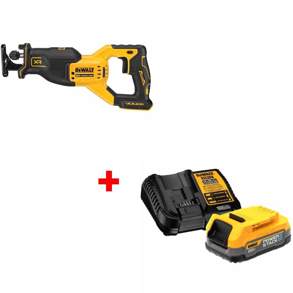 DeWalt DCS382B 20V MAX RECIP SAW, Bare w/ FREE DCBP034C 20V Starter Kit