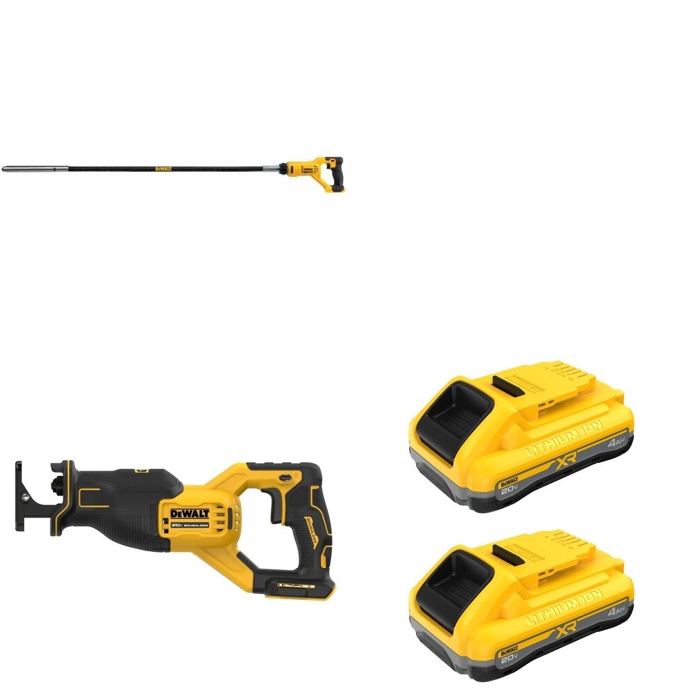 DeWalt DCE531B 20V MAX Concrete Pencil Vibrator W/ DCB2104-2 POWERPACK 4Ah 2-Pack and DCS382B
