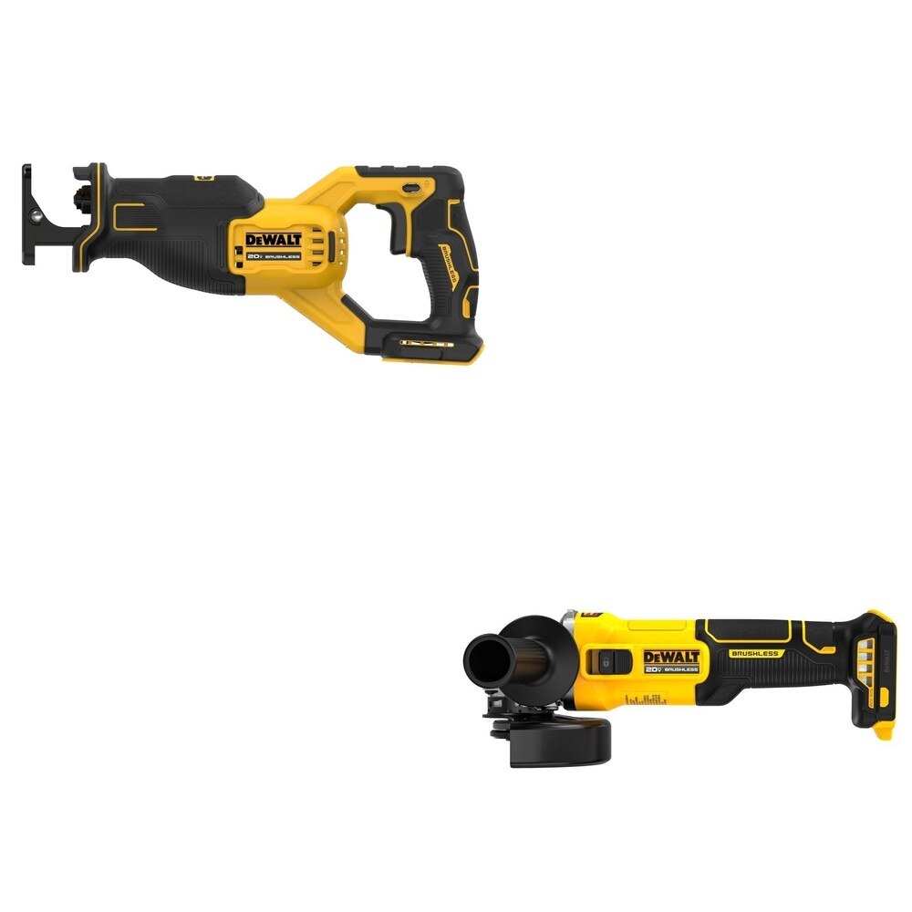 DeWalt DCG407B 20V MAX 4-1/2 in. Slide-Switch Grinder W/ DCS382B Reciprocating Saw