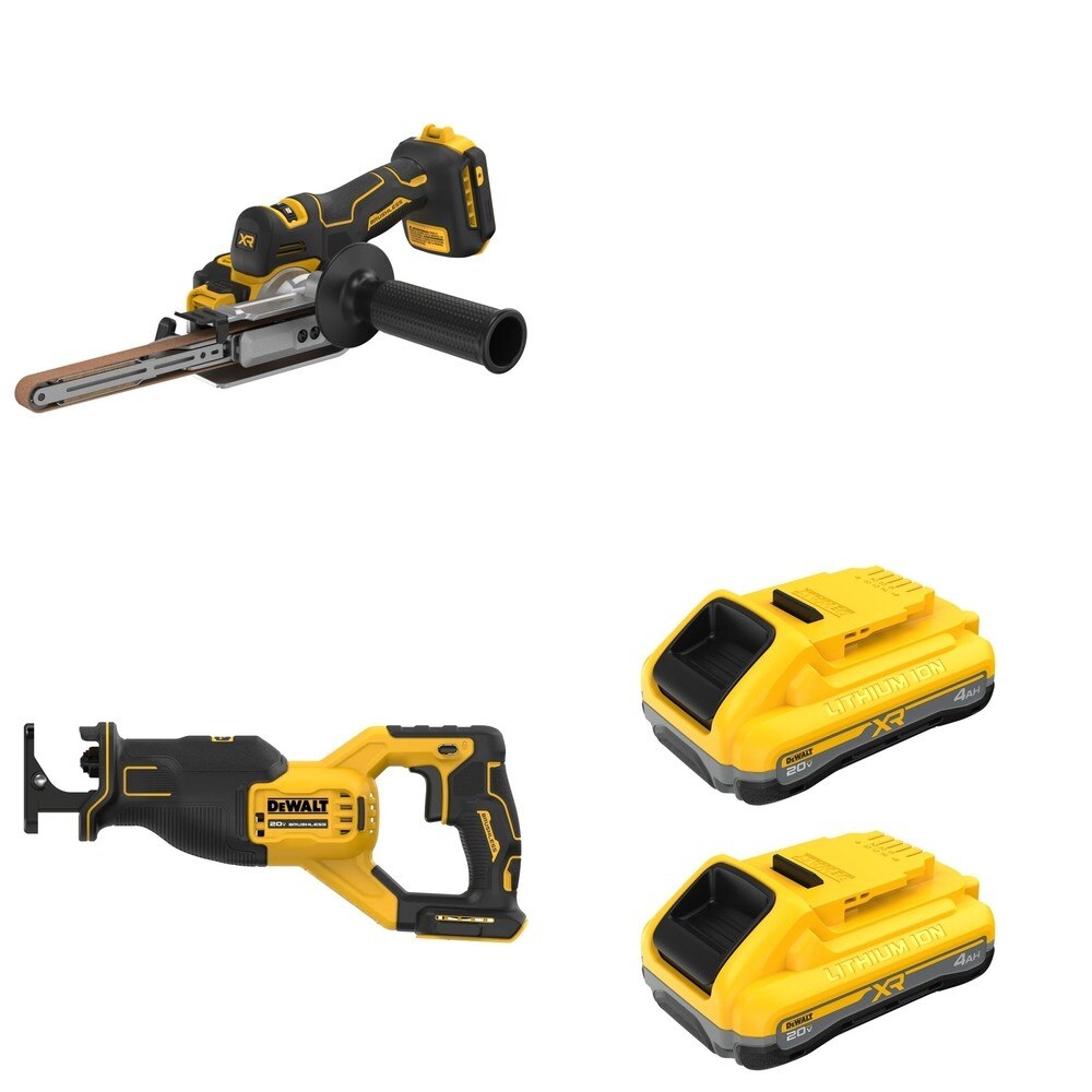 DeWalt DCB2104-2 POWERPACK 4Ah 2-Pack W/ DCM200B Bandfile Sander and DCS382B Reciprocating Saw