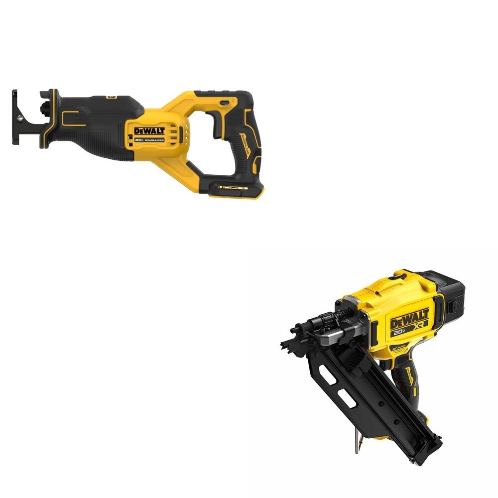DeWalt DCN930B 20V MAX XR 30-Degree Framing Nailer W/ DCS382B Reciprocating Saw