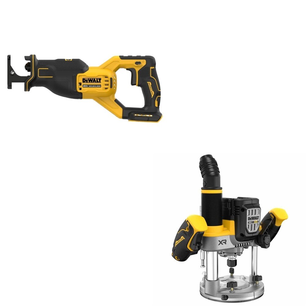 DeWalt DCW620B 20V MAX XR 2-1/4 HP Plunge Router W/ DCS382B Reciprocating Saw