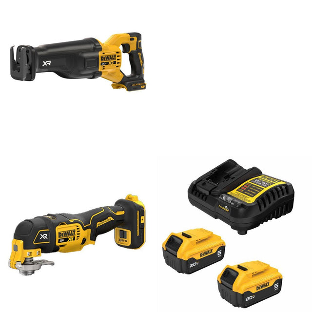 DeWalt DCS384B 20V MAX XR Reciprocating Saw Kit W/ DCS356B Multi-Tool and FREE DCB205-2C Battery Kit