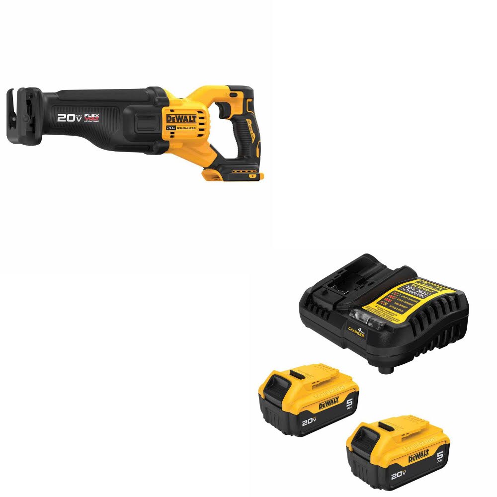 DeWalt DCS386B 20V MAX FLEXVOLT Recip Saw W/ DCB205-2C 20V MAX 5Ah Battery Kit