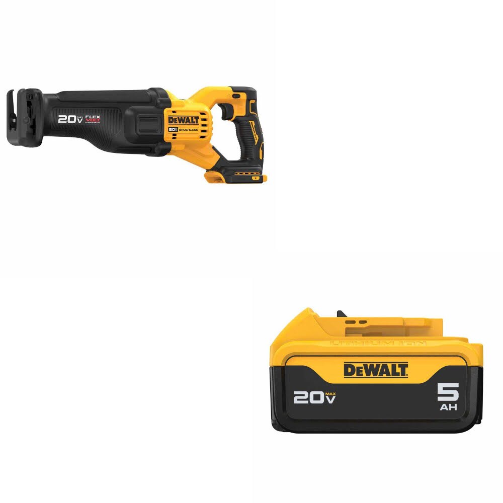 DeWalt DCS386B 20V MAX FLEXVOLT Recip Saw W/ DCB205 20V MAX XR 5Ah Battery Pack