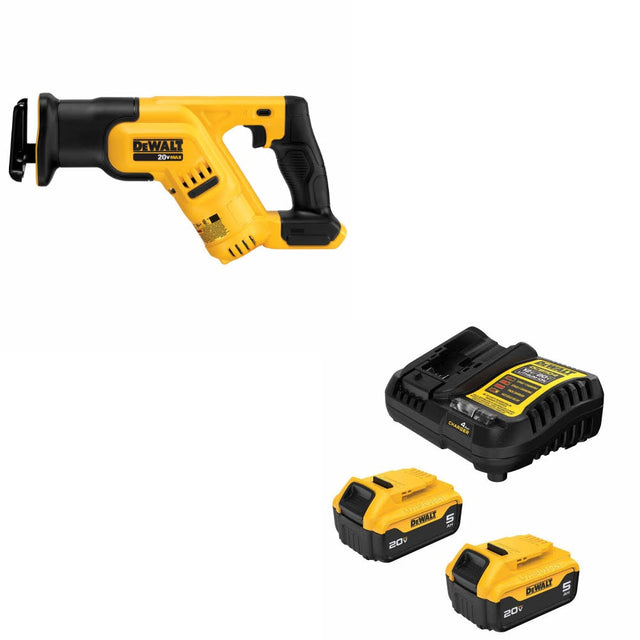 DeWalt DCS387B 20V MAX Recip Saw, Bare W/ DCB205-2C 20V MAX 5Ah Battery Kit