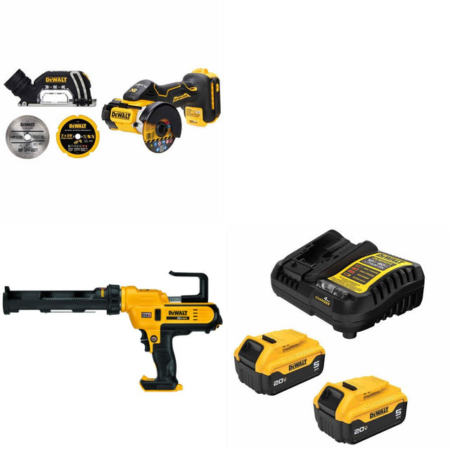 DeWalt DCS438B 20V MAX Cut-Off Tool Kit W/ DCE560B Caulking Gun and FREE DCB205-2C Battery Kit