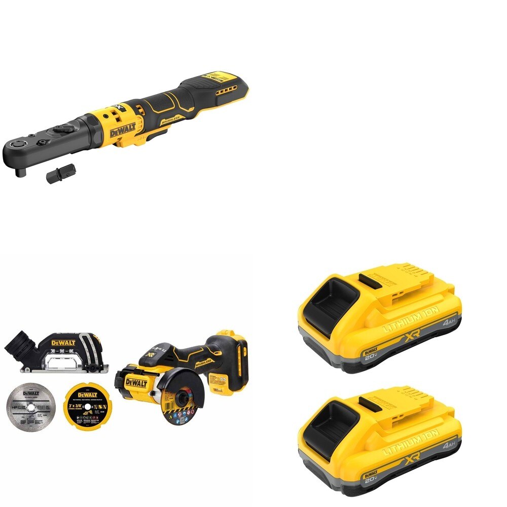 DeWalt DCF510B 20V MAX XR Sealed Head Ratchet W/ DCB2104-2 POWERPACK 4Ah 2-Pack and DCS438B