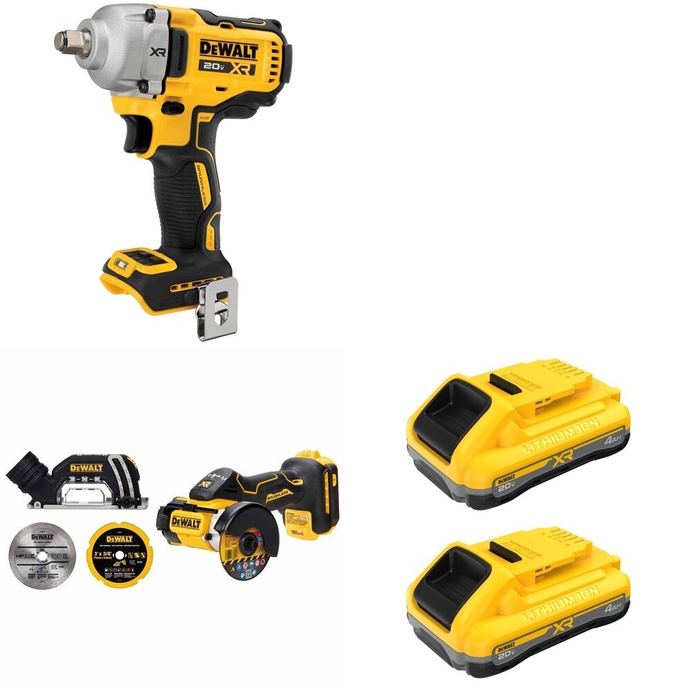 DeWalt DCF891B Mid-Range Impact Wrench W/ DCB2104-2 POWERPACK 4Ah 2-Pack and DCS438B