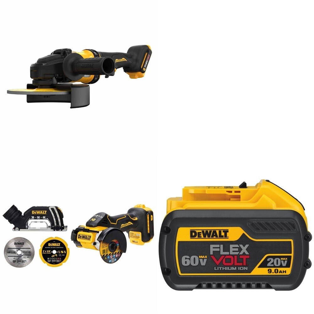 DeWalt DCG440B 60V MAX 7 in. Grinder W/ DCB609 9.0Ah Battery and DCS438B 3 in. Cut-Off Tool