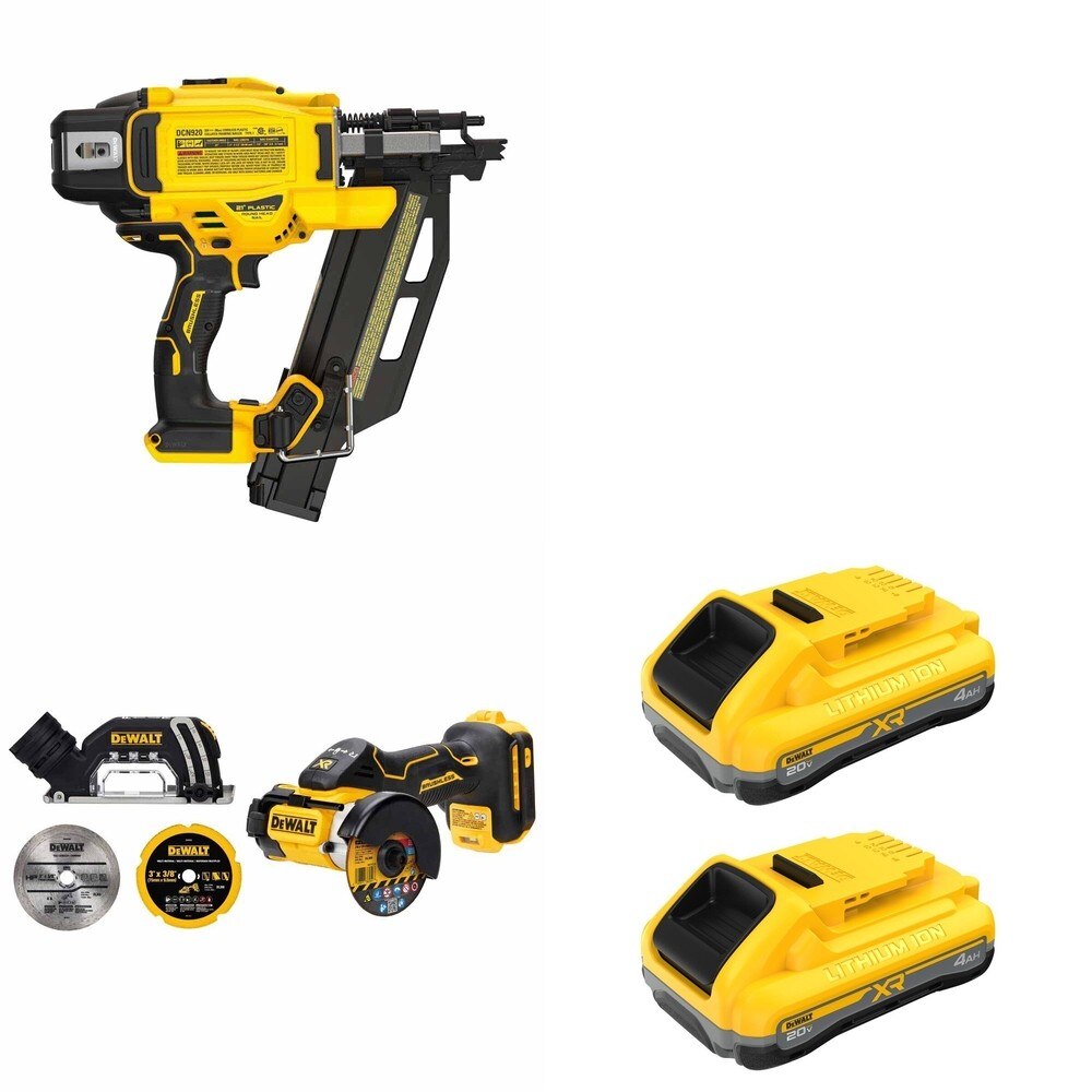 DeWalt DCN920B 20V MAX XR 21-Degree Framing Nailer W/ DCB2104-2 and DCS438B 3 in. Cut-Off Tool
