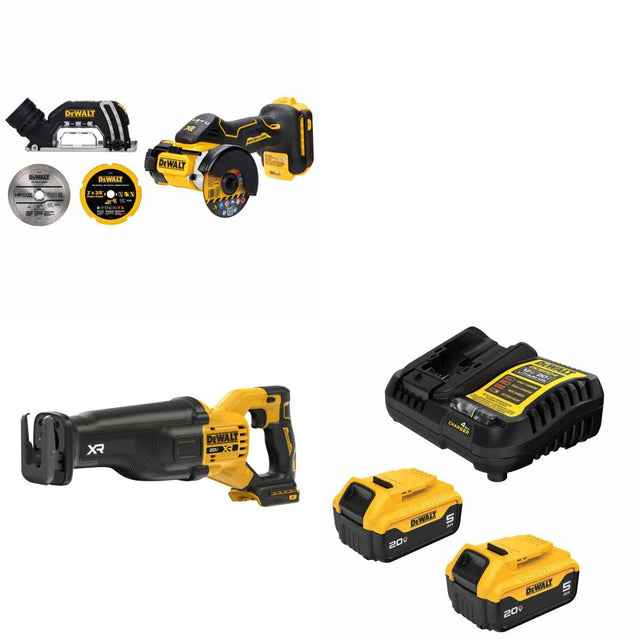 DeWalt DCS438B 20V MAX Cut-Off Tool Kit W/ DCS384B Reciprocating Saw and FREE DCB205-2C Battery Kit