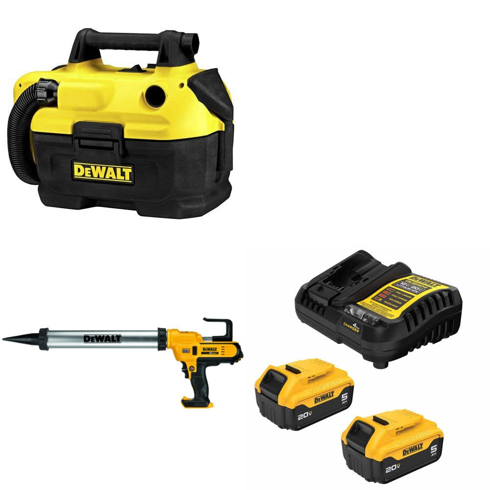 DeWalt DCV580H Vacuum Kit W/ DCE580B Adhesive Gun and FREE DCB205-2C Battery Kit