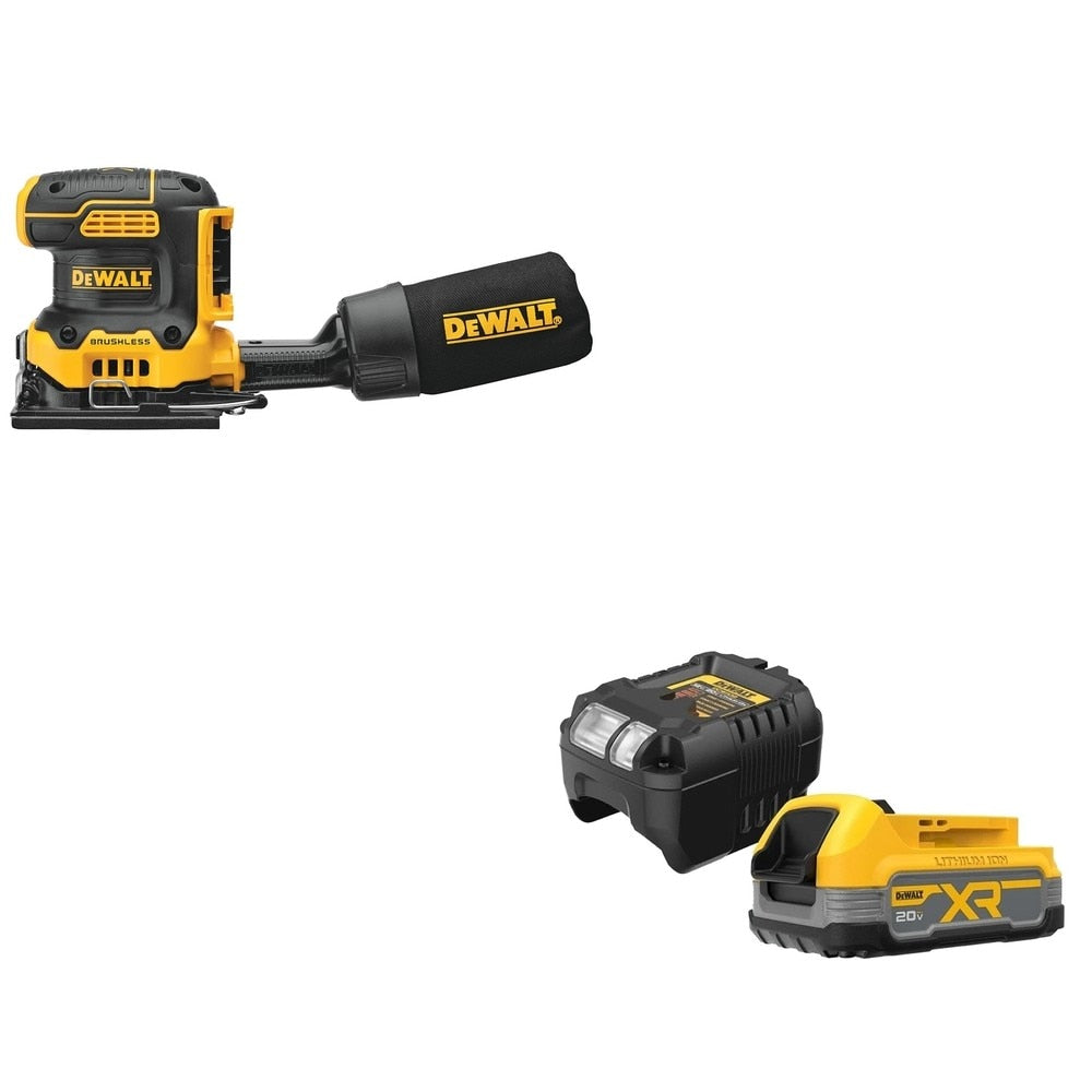 DeWalt DCW200B 20V MAX XR 1/4" Sander, Bare W/ DCBP034C 20V MAX Starter Kit