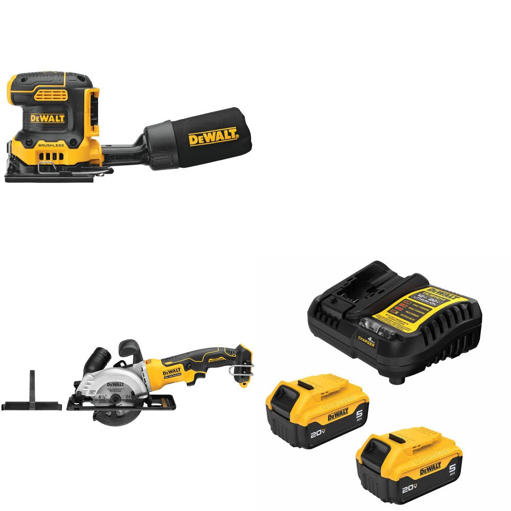 DeWalt DCW200B Sander Kit W/ DCS571B Circular Saw and FREE DCB205-2C Battery Kit