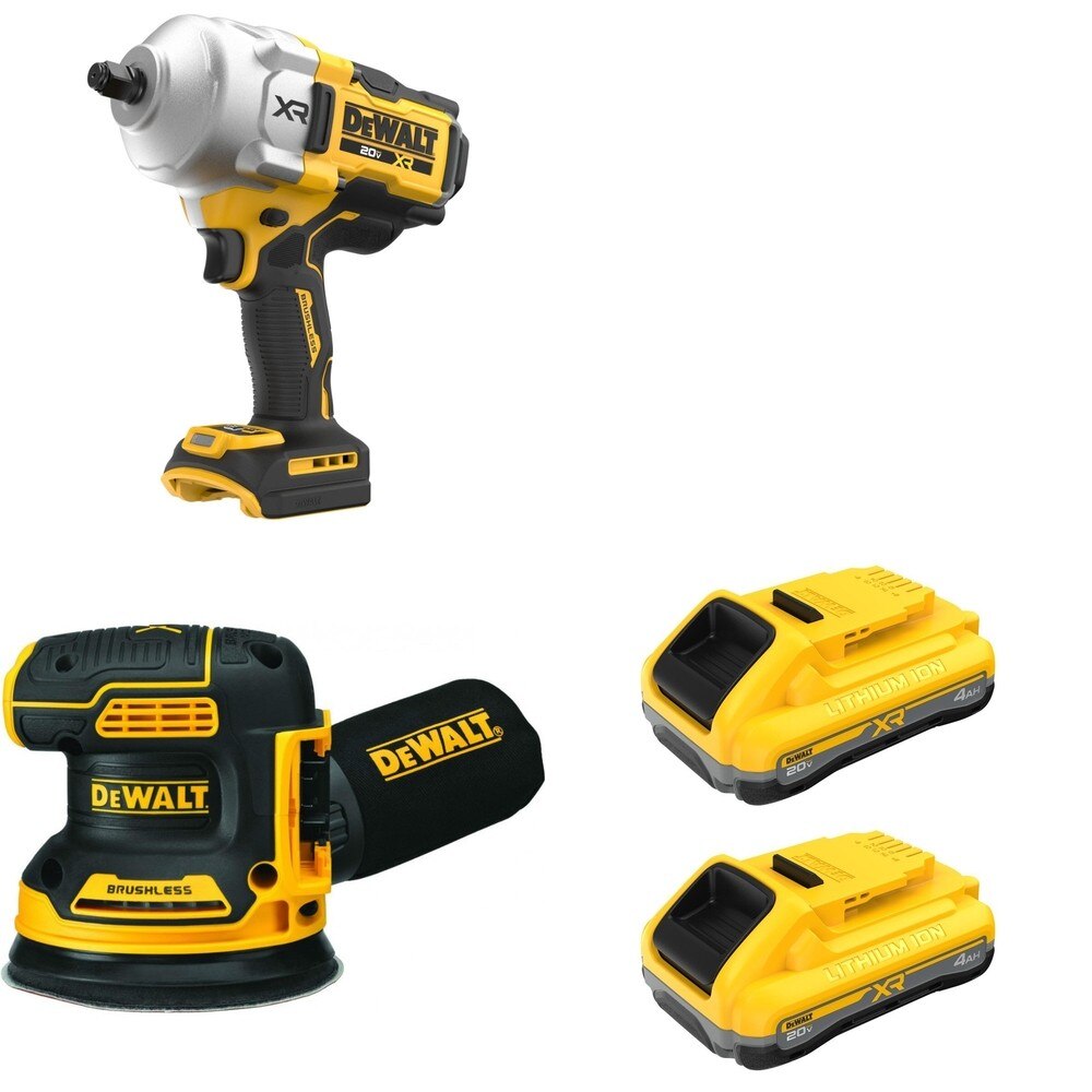 DeWalt DCF961B High Torque Impact Wrench W/ DCB2104-2 and DCW210B Random Orbital Sander