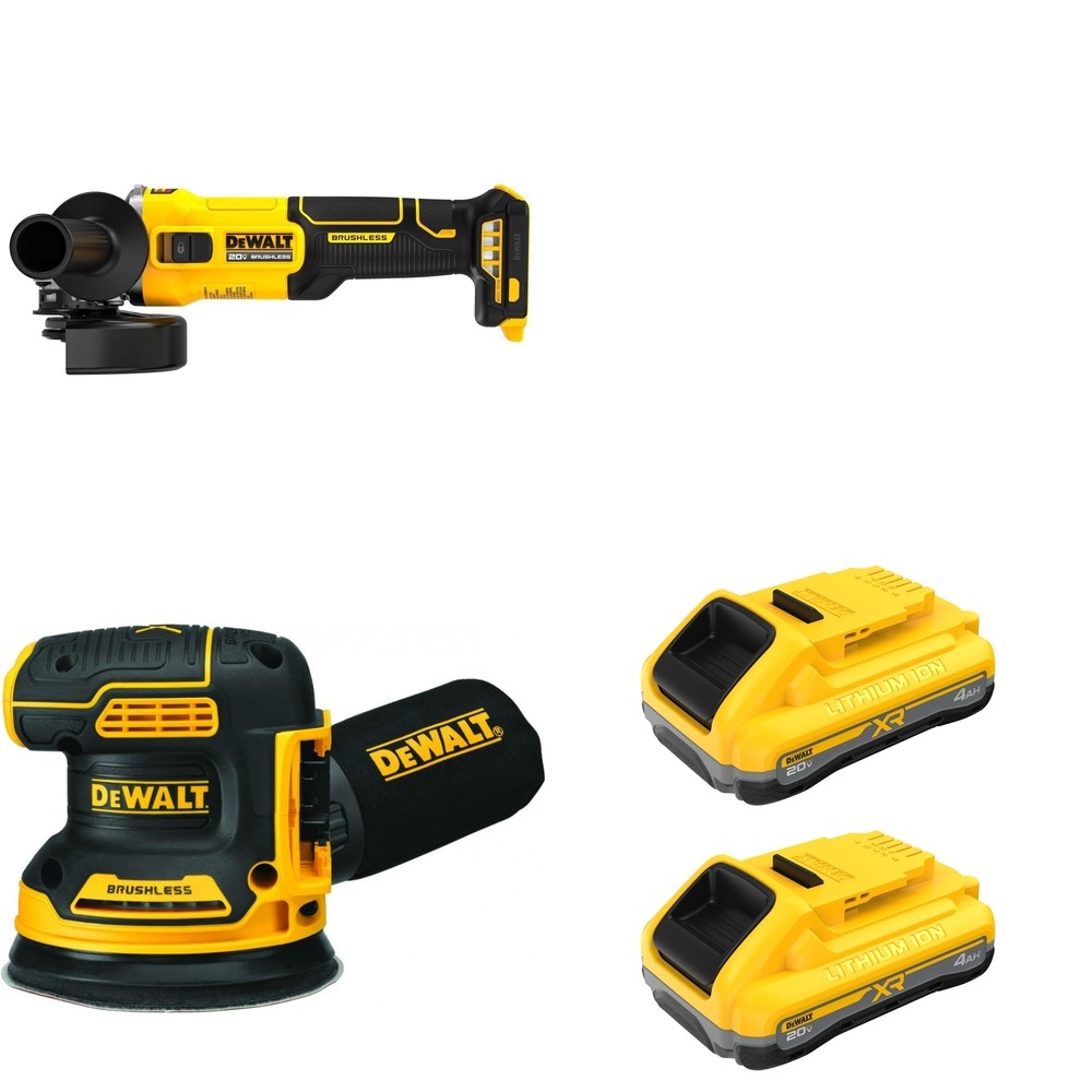 DeWalt DCB2104-2 POWERPACK 4Ah 2-Pack W/ DCG407B and DCW210B Random Orbital Sander