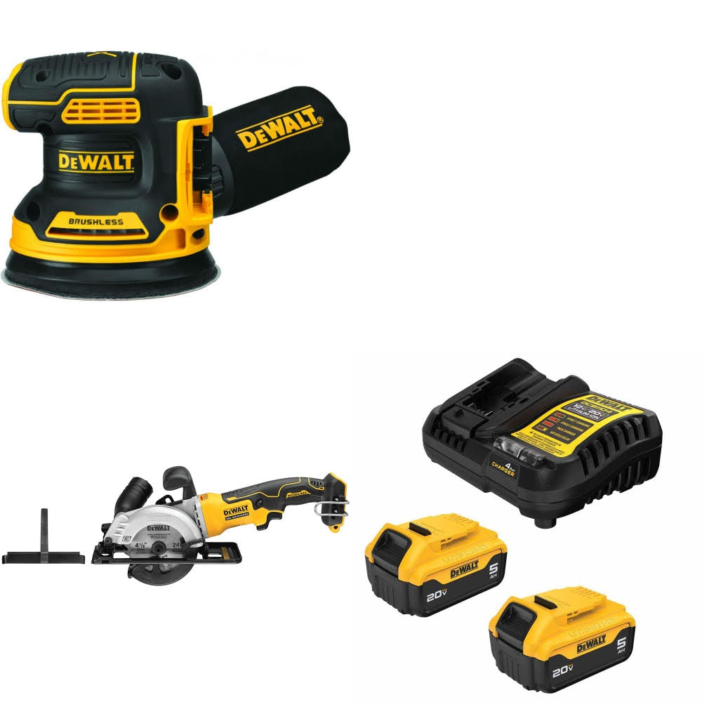 DeWalt DCW210B Sander Kit W/ DCS571B Circular Saw and FREE DCB205-2C Battery Kit